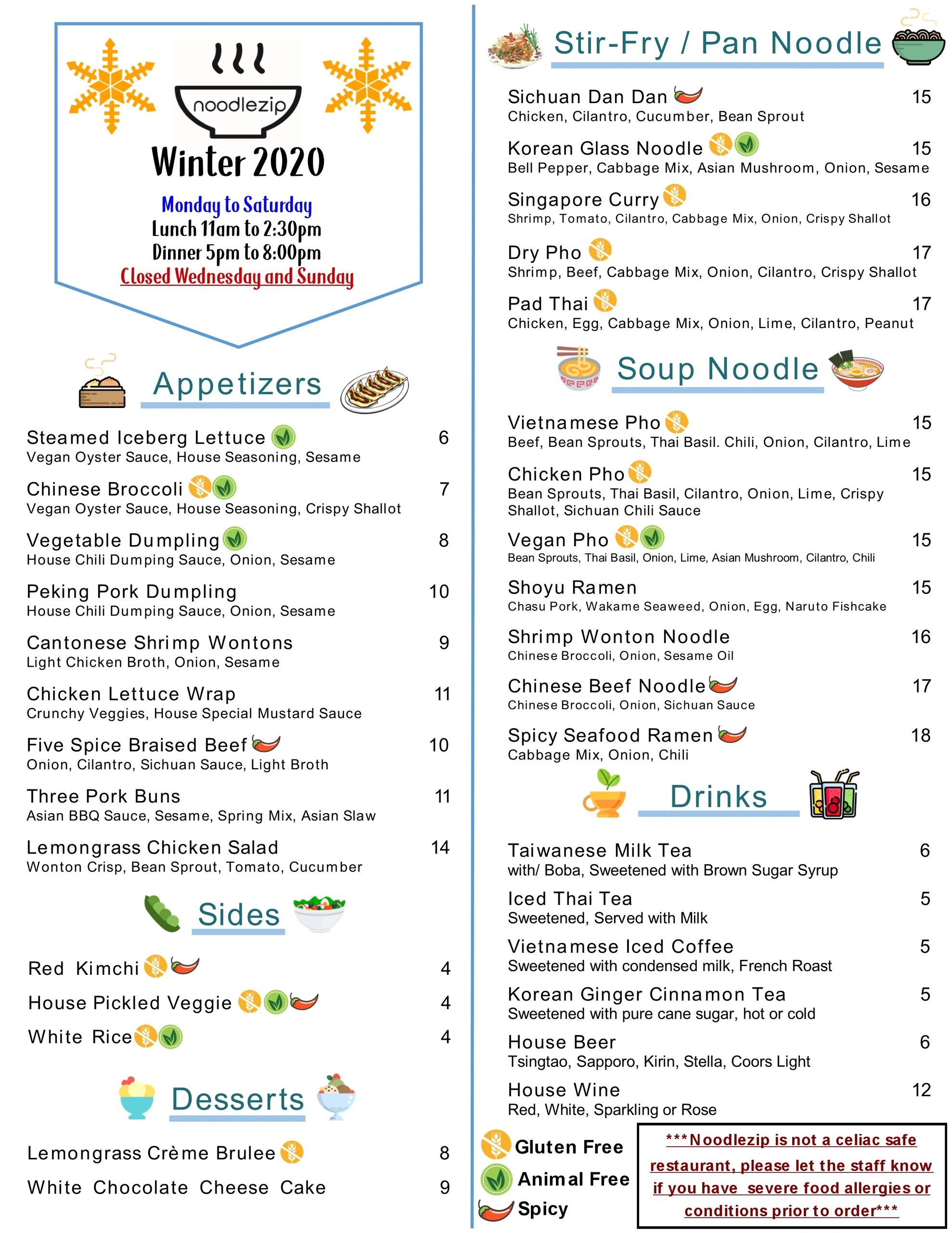 Current Menu noodlezip